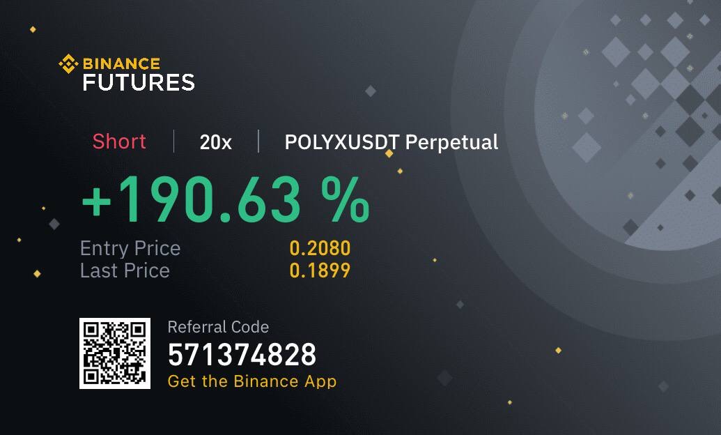 POLYXUSDT futures result screenshot showing a reported positive trade outcome