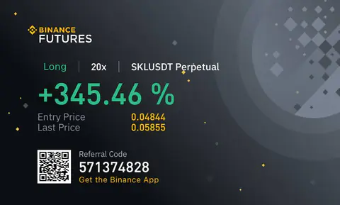 SKLUSDT futures result screenshot showing a reported positive trade outcome
